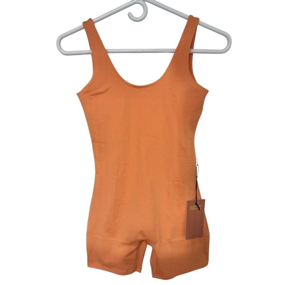 NWT Girlfriend Collective Bike Unitard, Horizon Orange, Size S